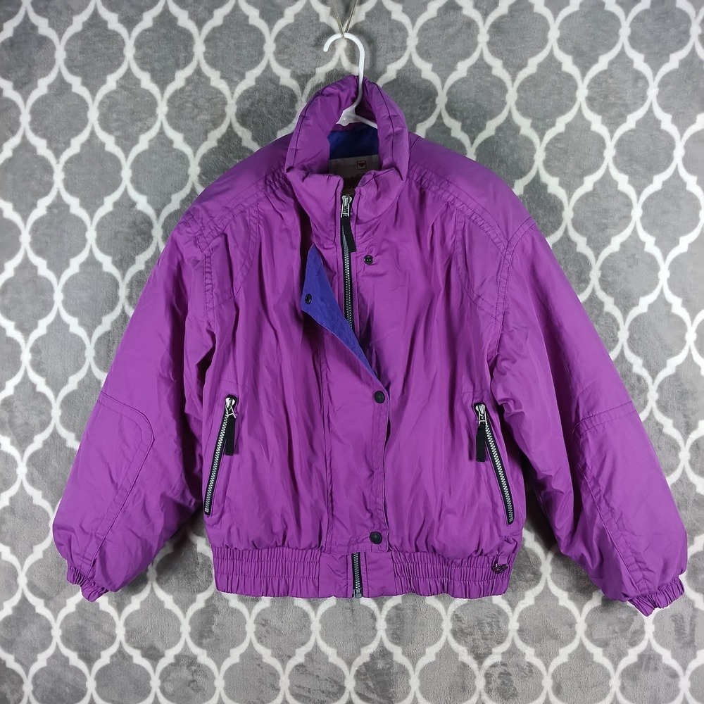 Obermeyer Ski Jacket Women Size 10 Purple Vintage Puffer Bomber Coat